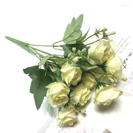 Decorative Flowers 10 Head Artificial Flower Silk Roses Bouquet White Peony Fake Wedding Table Decoration Party DIY Vases Home Decor