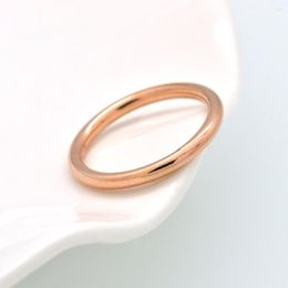 Cluster Rings Pure Solid 18K Rose Gold Ring Woman Gift Lucky Smooth Band 0.9-1.1g