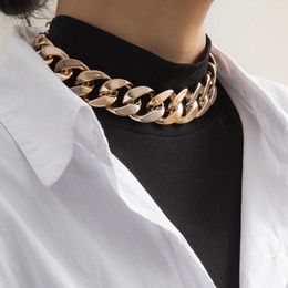 Chains Hip Hop Gold Colour Thick Collar Necklace For Men 2023 Personalised Punk Style Simple Unisex Necklaces Women Fashion Jewellery