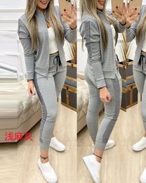 Women's Two Piece Pants Women's 2-piece Set 2023 Fall And Winter Casual Solid Colour Suit Collage Long-sleeved Trousers Women