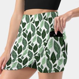 Skirts Green Leaves Women's Skirt Sport Skort With Pocket Fashion Korean Style 4Xl Spring