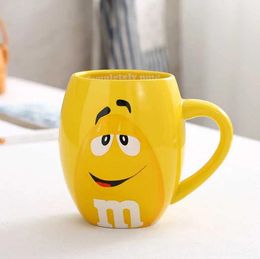 2023 600mL m&m Beans Coffee Mugs Tea Cups and Mugs Cartoon Cute Expression Mark Large Capacity Drinkware