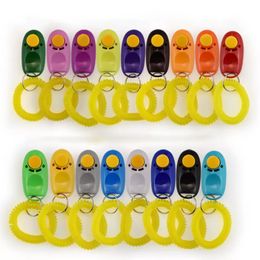 New Pet Cat Dog Training Clicker Plastic New Dogs Click Trainer transparent Clickers With Bracele Wholesale N0529