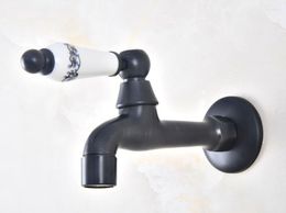 Bathroom Sink Faucets Black Oil Rubbed Bronze Single Ceramic Handle Mop Pool Faucet /Garden Water Tap / Laundry Taps Mav336