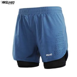 Men's Shorts ARSUXEO Men's Running Shorts 2 in 1 Quick Dry Sport Shorts Athletic Training Fitness Short Pants Gym Shorts Workout Clothes B179 L230520