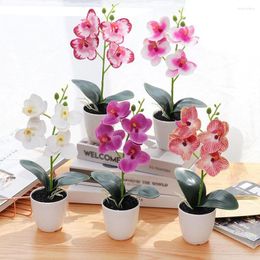 Decorative Flowers 4 Heads Artificial Fake Butterfly Orchid Flower Filled Life For House Garden Wedding Decor Arrangements Aesthetic Supplie