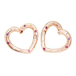 Hoop Huggie 18K Rose Gold Hearts Earrings For Pandora Real Sterling Sier Wedding Designer Earring Set Jewelry Women Girlfriend Gif Dhrga