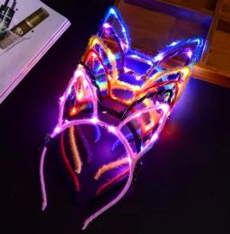 LED Light Up Glowing Rabbit Ear Headband Bunny Women Girl Flashing Headwear Easter Cosplay Dress Up Props Christmas Hairband stick