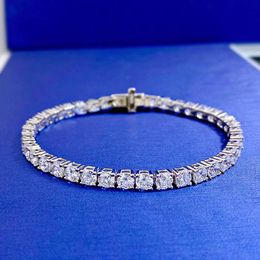 Tennis Moissanite Diamond Bangle Bracelet 100% Real 925 Sterling silver Wedding Bracelets For Women Engagement Party Jewelry