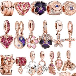 Charms 925 Sterling Sier Charm Vermicite Rose Golden Flower Tiger Cross Love Suitable For Pandora Jewelry Gifts Drop Delivery Findin Dhztw