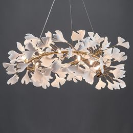 Pendant Lamps Modern Branches Chandeliers Light With Porcelain Leaves Hanging Interior Luxury Chandelier Lighting Suspension Home DecorPenda