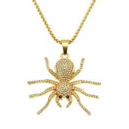 3D Spider Shape Pendant Necklace Hip Hop Street Dance Cool Trendy Men's Accessories 18K Yellow Gold Filled Fashion Jewellery