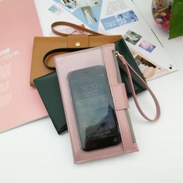 Wallets Wallet Mobile Phone Bag Anti-theft Back Side Clear Touching Screen Leather Pouch Women Girls Lady Mini FS99