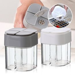 Storage Bottles Bbq Seasoning Jar Plastic Salt And Pepper Shaker Transparent Spice Dispenser 4 Grid Camping With Lids For Cooking