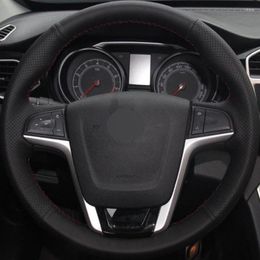 Steering Wheel Covers 2023 DIY Hand-Stitched Black Genuine Leather Car Cover For MG5 GT GS