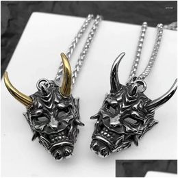 Pendant Necklaces Exquisite Gothic Ghost Mask Necklace Mens Classic Retro Punk Hip Hop Rock Jewelry Halloween Gift Dz664 Drop Delive Dh6Hs