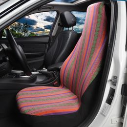 Car Seat Covers Universal Stripe Colourful Front Cover Saddle Blanket Baja Bucket Seats Protectors For Truck & SUV