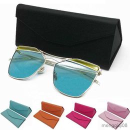 Sunglasses Cases Bags Simple Foldable Triangular Leather Hard Case for Glasses Eyeglass lens container Box Purse Eyewear Accessories New