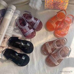 Sandals New Fashion Summer Kids Shoes Solid Colour Sandals Casual Boys And Girls Non-slip Jelly Shoes R230529