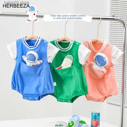 Rompers Astronaut Printed Baby Bodysuit Toddlers Costume Cartoon Sleepwear For Newborns Jumpsuit Summer Baby Boys Clothes + doll T230529