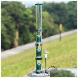 Accessories Luminous Glass Bong Smoking Shisha Led Hookah Segmented Honeycomb And Birdcage Diffuser Bongs Big Water Pipes Drop Deliv Dh3Gf