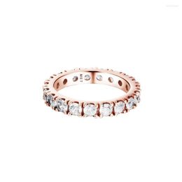 Cluster Rings Sparkling Row Eternity Ring Authentic 925 Sterling Silver Jewellery For Woman European Making