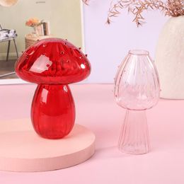 Vases Nordic Mushroom Glass Bottle Hydroponics Vase Creative Living Room Home Office Desktop Crafts Ornament Decoration