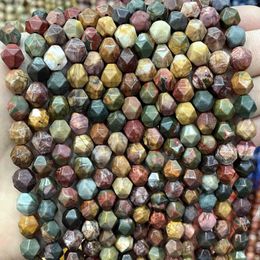 Beads Faceted Natural Picasso Jaspers Stone Round Spacer For Jewellery Making Handmade DIY Bracelet Accessories 6/8/10MM