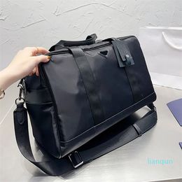 Waterproof Nylon Duffel Bag 43cm Large Capacity Shoulder Tote Bag Fashion Letter Sign Luggage Bags Men Women Sports