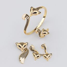 silver fox bangle bracelet for women men necklace set 18k gold diamond Luxury designer Jewellery high quality Fashion Party Christmas Wedding gifts Birthday earrings