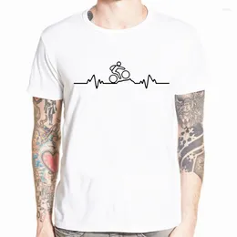 Men's T Shirts Mountain Biker Heartbeat Cyclinger T-SHIRT Cycle Fashion Funny Birthday Modal Short Sleeves Streetwear