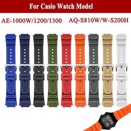 9PCS 18mm Rubber Watch Strap For Casio AE-1000W AQ-S810W AQ-S800W AE-1200 W735H Silicone Band Men Sports Breathable Watch Correa