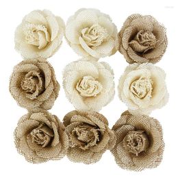 Decorative Flowers 2/3/5pcs Handmade Jute Rose Heads Vintage Rustic Wedding Christmas Decorations Burlap DIY Craft For Home Party Decor