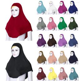 Ethnic Clothing Ramadan Full Cover Women Hijab With Underscarf Chemo Cap Attached Bonnet Inner Hat Islam 2 Piece Set Headwrap Muslim Pray