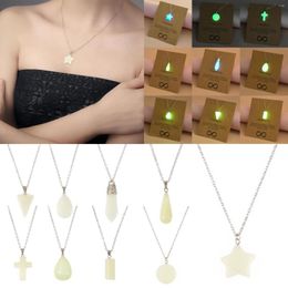 Chains Luminous Pendant Necklace Water Drop Heart Hollow Necklaces For Women Toggle