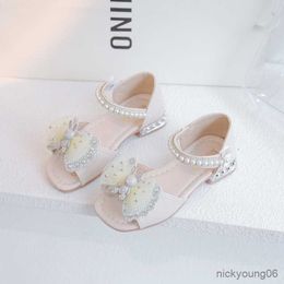 Sandals Girls Sandals for Party Wedding Shows Open-toe Children Bow and Bunny Cute Pearls Kids Fashion Mary Janes Versatile R230529