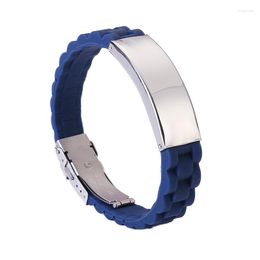 Charm Bracelets Stainless Steel Curved Silicone Bangles DIY Free Carved Men's Adjustable Sports Bracelet Logo Commemorative Day