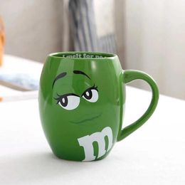 2023 new 600mL m&m Beans Coffee Mugs Tea Cups and Mugs Cartoon Cute Expression Mark Large Capacity Drinkware