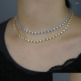 Chains 5A Cubic Zirconia Cz Tennis Chain Choker Necklace Iced Out Bling Trendy Fashion Women Sparking Drop Delivery Jewellery Necklace Dhko8