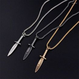 Chains 2023 Men Vintage Jewelry Personalized Dagger Necklaces Pendants Stainless Steel Chain Male Accessories Fashion Gifts