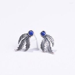 Stud Earrings FNJ 925 Silver Original Pure S925 Sterling Earring For Women Jewellery Lapis Lazuli Stone