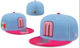 Mexico Fitted Caps Letter m Hip Hop Size Hats Baseball Adult Flat Peak for Men Women Full Closed H2-5.29