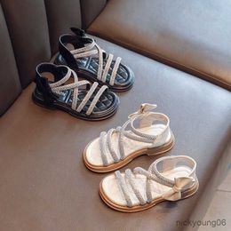 Sandals Girls Sandals Side Bow Children Shoes 2023 New Open-toe Princess Kids Shoes for Party Wedding R230529