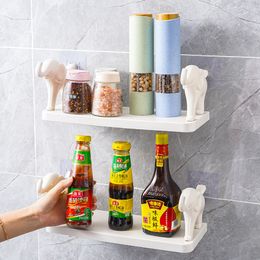 Kitchen shelving household hole-free wholesale white elephant model detachable multifunctional wall hanging seasoning storage rack