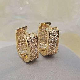 Stud Korean Fashion Shiny CZ Hoop Earrings for Women Metal Luxury Gold Silver Colour Simple Versatile Girls Earrings Hot Jewellery 2023 J230529