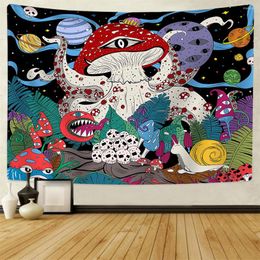 Tapestries Forest Mushroom Tapestry Hippie Boho Stars Colourful Flowers Art Aesthetics Home Decor Room