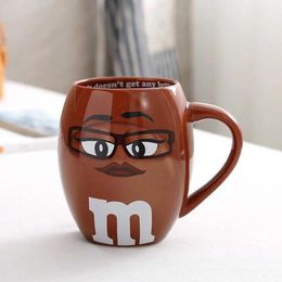 2023Top 600mL m&m Beans Coffee Mugs Tea Cups and Mugs Cartoon Cute Expression Mark Large Capacity Drinkware Christmas Gifts