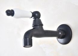 Bathroom Sink Faucets Black Oil Rubbed Bronze Single Ceramic Handle Mop Pool Faucet /Garden Water Tap / Laundry Taps Mav338