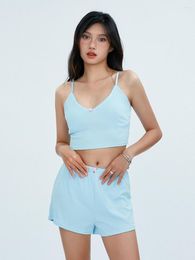 Women's Tracksuits Fairycore Two-Piece Vest Shorts Sets Summer Women Girls Sweet Loungewear Outfits Sling Crop Camis Elastic Waist