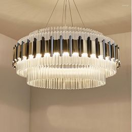 Pendant Lamps Luxury Creative Chandelier Restaurant Glass LED Tri-color Household Living Room Lamp Bedroom Lighting